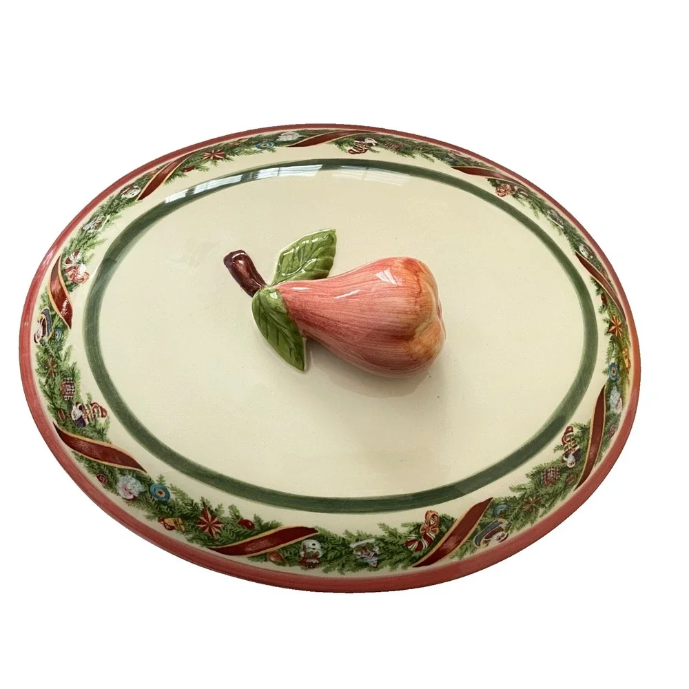 Radko Christopher's Tree Oval Covered Casserole Dish 2.5 Qt Christmas